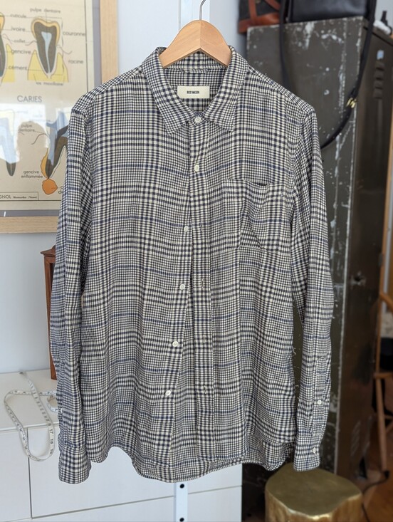 Buck Mason Other - Buck Mason Flannel Black & White Houndstooth Plaid  Button-Down Shirt